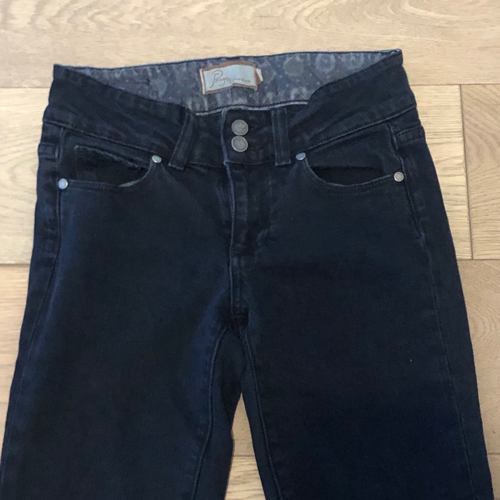 Paige Mid Rise Straight Black denim jeans Sz 24 - Picture 2 of 12